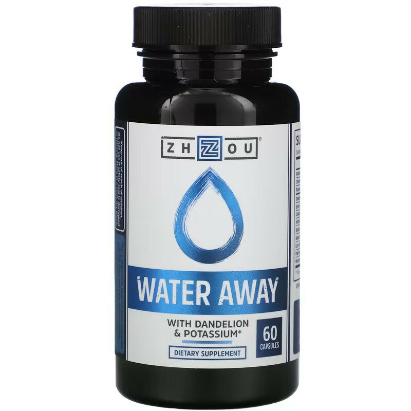 Zhou Nutrition　Water Away（ウォーターアウェイ）、タンポポ＆カリウム配合、60粒