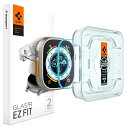 Spigen EZ Fit ガラスフィルム Apple Watch Ultra 49mm / Apple Watch Ultra 2 49mm 用 貼り付けキット付き apple watch ウルトラ 49mm 対応 保護 フィルム 2枚入