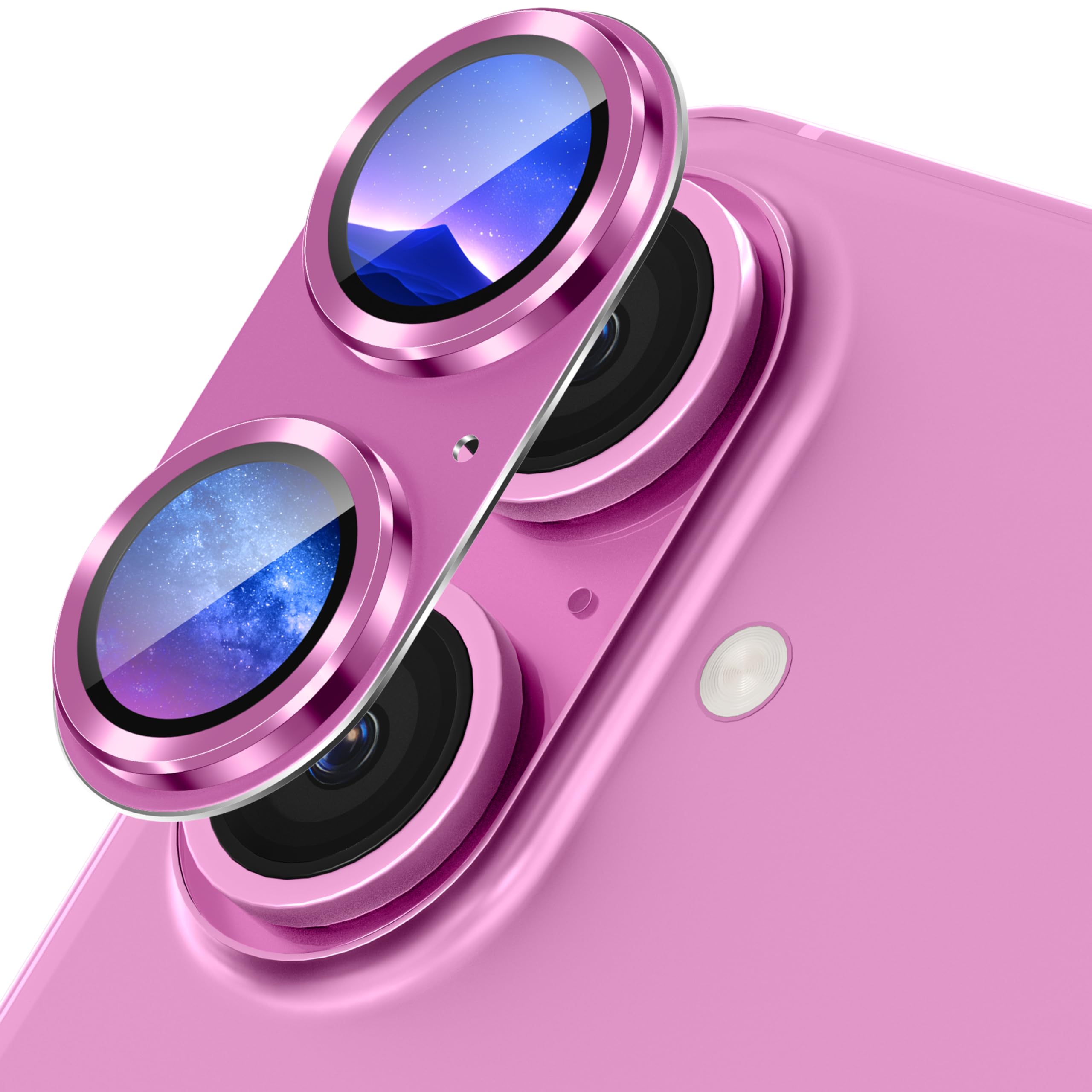 Suoman for iPhone 16/16 Plusカメラレンズ保護カバー アイフォン16/16 プラスカメラレンズ保護フィルム 一体型スクラブ感カメラレンズプロテクター for iPhone 16/16 Plus-ピンク