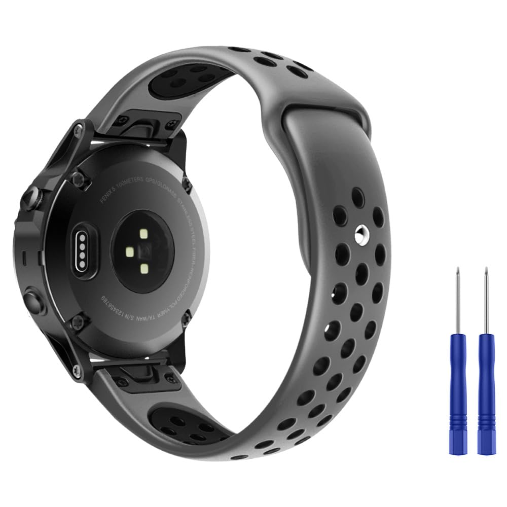 ガーミン Fenix 8 47MM Fenix 7 ベルト ATiC GARMIN Fenix 6 / 6Pro / 5 / 5 Plus/ForeAthlete 945 / 935 / Approach S62 / S60 / S40 / Quatix 5 適用バンド ガーミン 交換用バンド シリコン 交換ベルト 軽量 耐久性 235mm-195mm 調