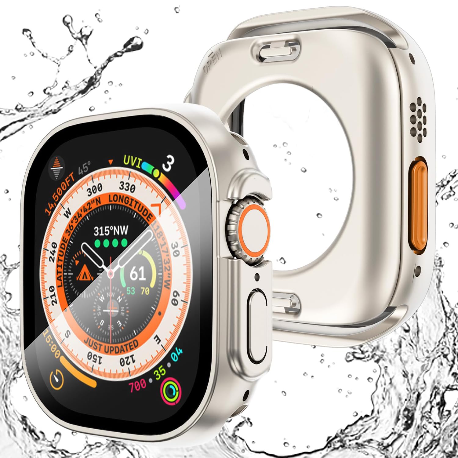 TALENANA for Apple Watch Ultra 2/Ultra ケース 49mm 【3 in 1防水設計】 アップルウォッチ液晶保護フィルム+防水保護ケース+背面ケースの3 in 1デザイン Apple Watch Ultra 2/Ultra 高タッチ感度 PC素材 全面保護