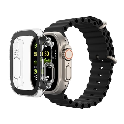Belkin Apple Watch Ultra/Ultra 2 保護ケース IPX7防水 硬度9H 抗菌 簡単取付 薄さ0.27mm ブラック OWA001zzCL
