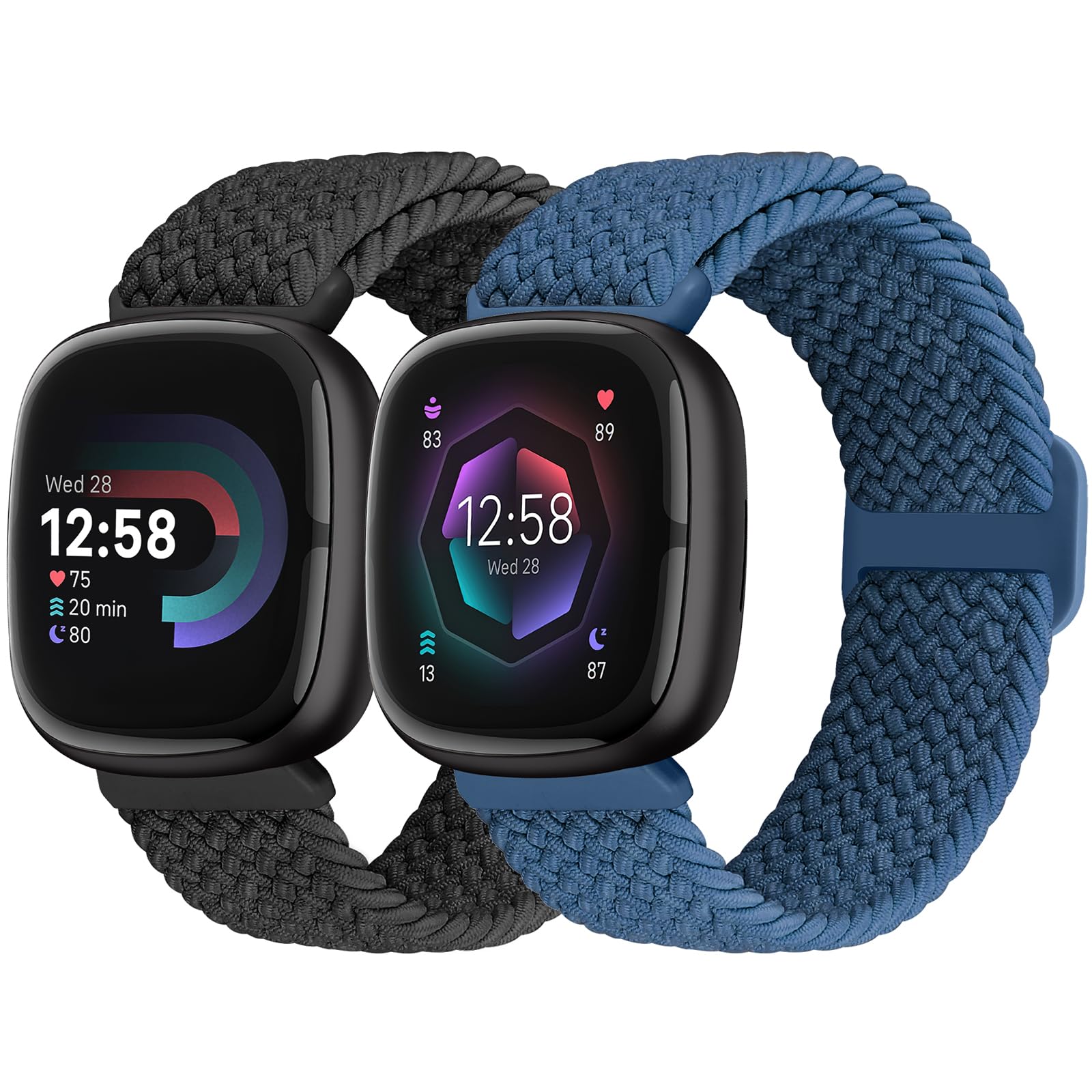 樂天商城 - [Acortjl] 弾性編組ソロループバンド Fitbit Versa 4/Fitbit Sense 2/Fitbit Versa 3/Fitbit Sense に対応、伸縮性のあるストラップナイロンスポーツリストバンド、女性、男性用、 2パック