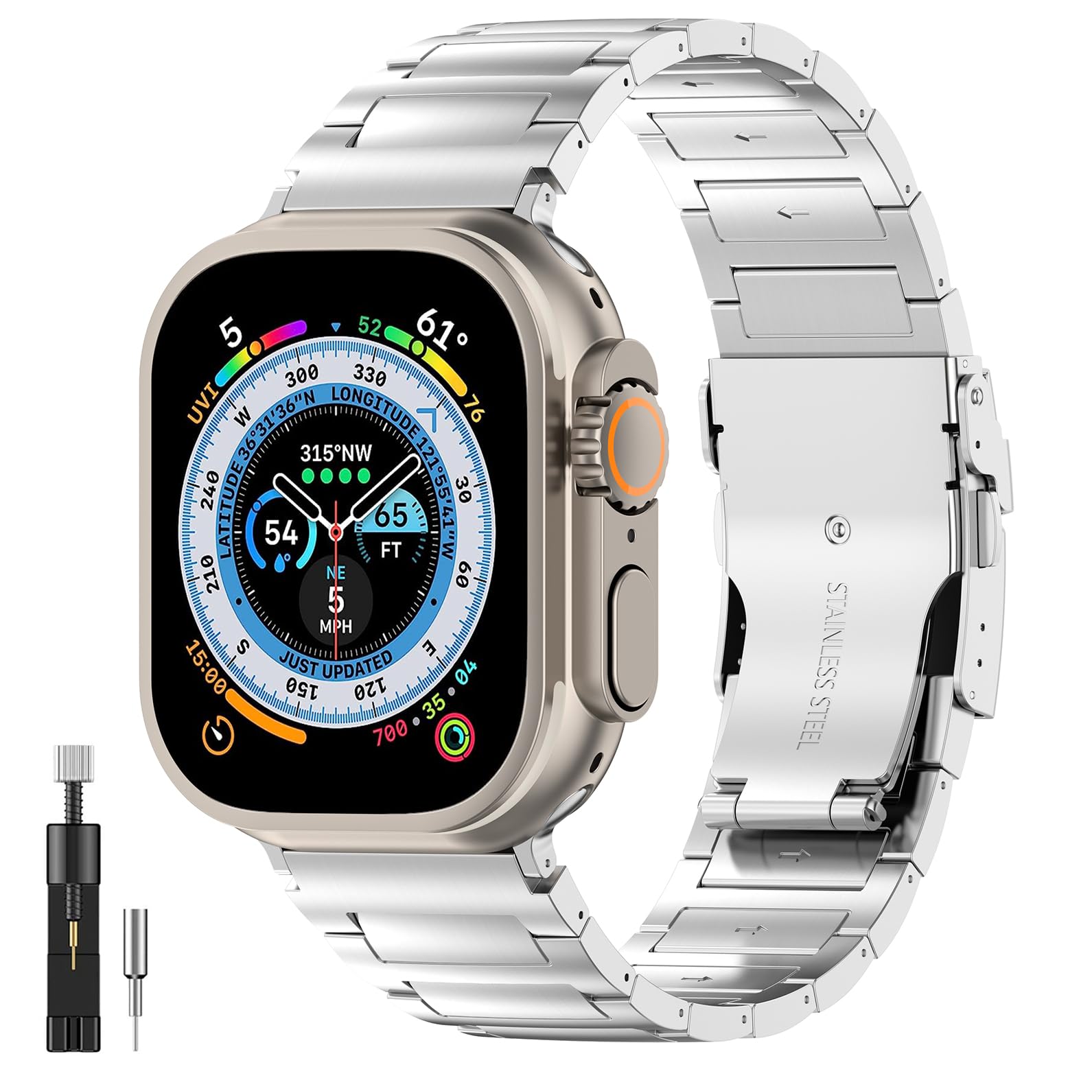 [LIRUWECH] for Apple Watch バンド チタン合金製 軽量 蒸れない49mm/