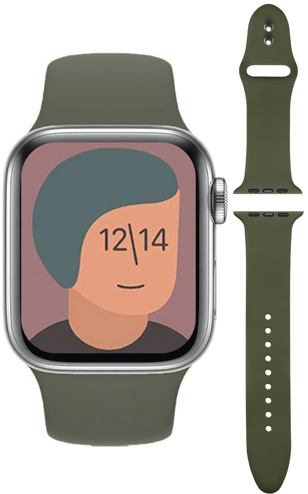 AriRi アップルウォッチ バンド シリコン ラバーバンド スポーツ くすみカラー 38mm 40mm 42mm 44mm 41mm 45mm 49mm アップルウォッチ 8 ultra se 7 6 5 4 3 2 1 全機種 全サイズ対応 (38mm/40mm/41mm, カーキ)