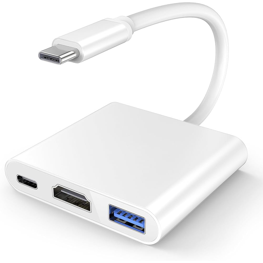 USB Type-C HDMI 変換アダプタ[4K 解像度] 3 in 1 HDMI変換タイプC/ 100W PD急速充電/USB 3.0高速伝送 for iPhone 15 16 Plus Pro Max シリーズ Galaxy S23 S22 S21 iPad Macbook その他USB-C機器対応 (ホワイト)