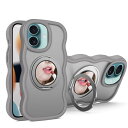 Kanyaku Iphone16用の ケース magsafe対応 超強磁力 TPU 韓国 可愛い ウェーブ ソフト 滑り止め 鏡付き 耐衝撃 半透明 マット感 おしゃれ スマホケース アイフォン 16 用 ケース 360°回転スタンド 縦横