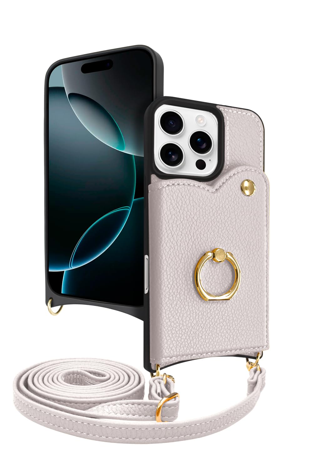 シズカウィル iPhone 16 Pro 用 ケース ショルダー カバー ショルダーストラップ アイファンデ5 ショルディー フルール スズラン 1個入り