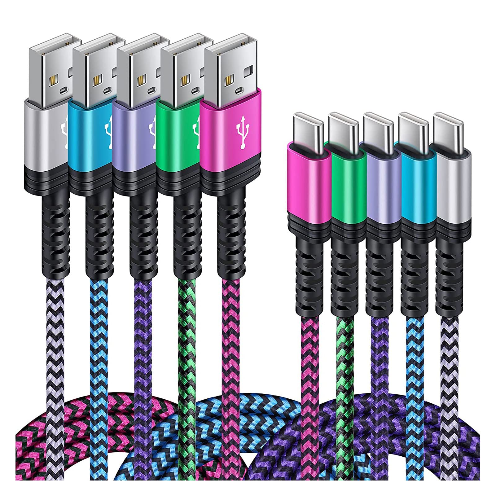 USB Type C ケーブル 【0.91m 5本*5色】 iPhone 16充電ケーブル 3A急速充電 QC3.0...