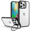 iPhone 16 Pro Max 用 ケース レンズスタンド内蔵 カバー 角度調整可能 PC背面 + TPUバンパー 米軍MIL規格 耐衝撃性 傷防止背面 カメラリング アイフォン 16 Pro Max 用 スタンド付き スマホケース ブラ