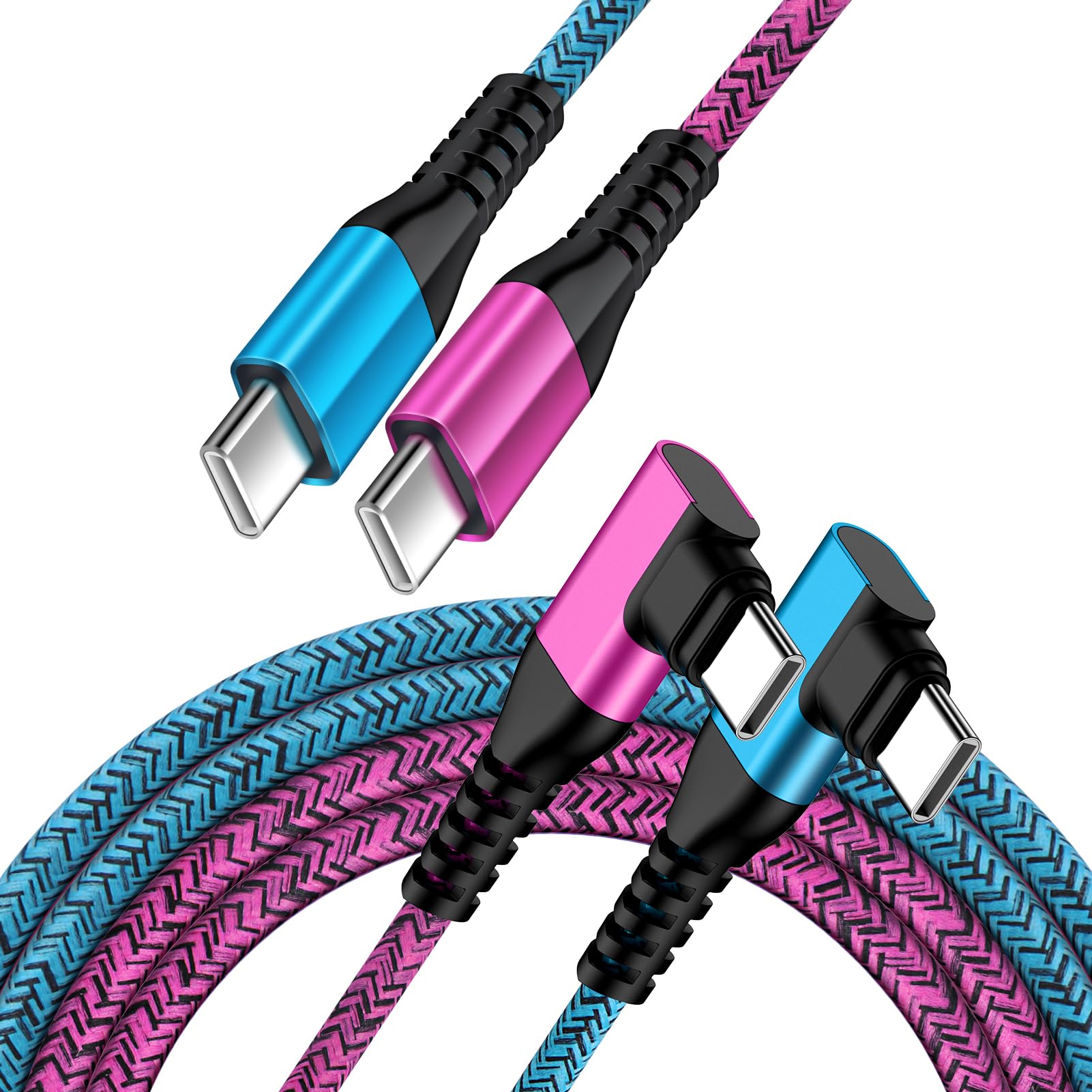 ANNIBER usb-c usb-c ケーブル 純正 L字/1.8M/2本 Type-c L型 断線防止 PD30W/3A ...