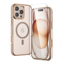 MILPROX iPhone 16 Pro Max用ケース 電気メッキ クリア背面 黄ばみなし Magsafe対応 マグネット搭載 エアバッグスロット 衝撃保護 カメラコントロールカット対応 ストラップホール付き 1枚カメラフ