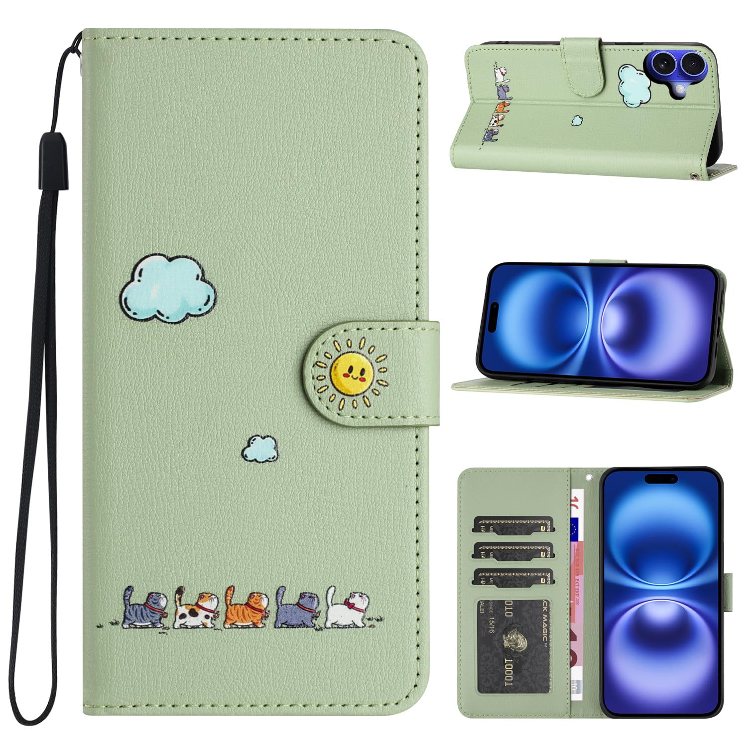 CASAFUNY iPhone 16 ケース手帳型 おしゃれ カバー いphone16 ケース 人気 携帯ケース iphone16 ケース 耐衝撃 本革 PUレザー 携帯カバー アイフォン16 ケース 手帳型 お洒落 スマホケース iphone 16 ケース