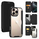 iPhone16 Pro 用 ケース 手帳型 クリア 背面 透明 アイフォン16 プロ スマホケース カバー 軽量 高級なPUレザー+PCパネル+TPUバンパー 永久磁石 マグネット カード収納 人気財布型 手帳カバー(ブラ