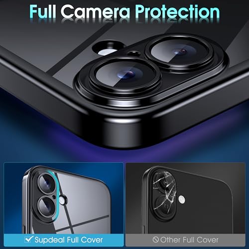 Supdeal iPhone 16 Plus ケース クリア 透明電話カバー 米軍MIL規格 軽量耐衝撃 カメラレンズ保護 シリコン 擦り傷防止 黄変防止 指紋防止 TPU 保護ケース ワイヤレス充電対応 極薄でソフトな素肌感