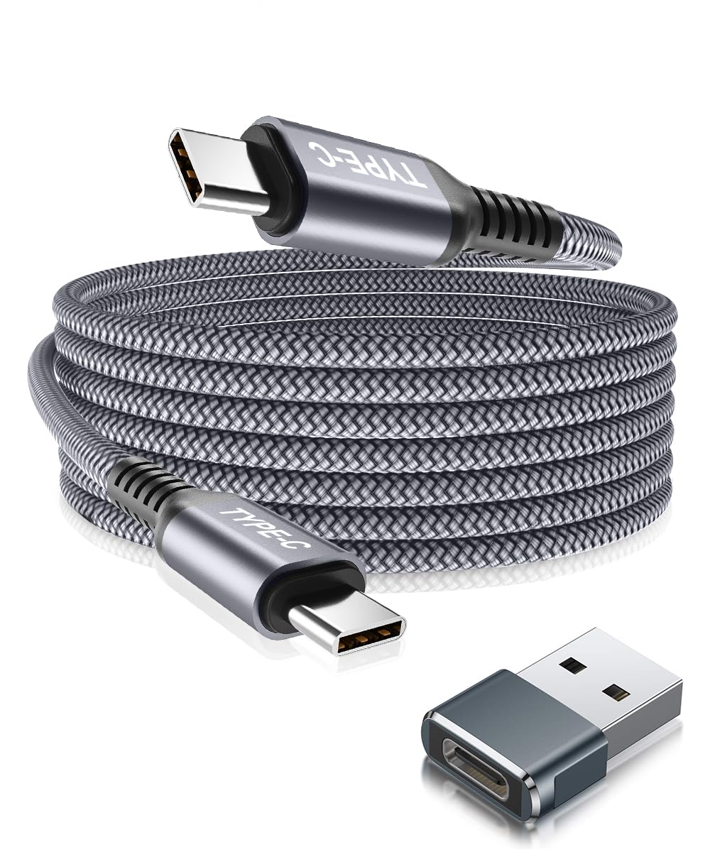 Basesailor USB Type C to タイプ C 100W ケーブル 3M と USB アダプター、PD 充電コード 急速充電 ケーブル、iPhone 16 15 Max、MacBook、iPad Pro 10、Air 4、5、Mini 6、Galaxy S9、A34、A54、Z Flip、Fold 5、Car Play などの