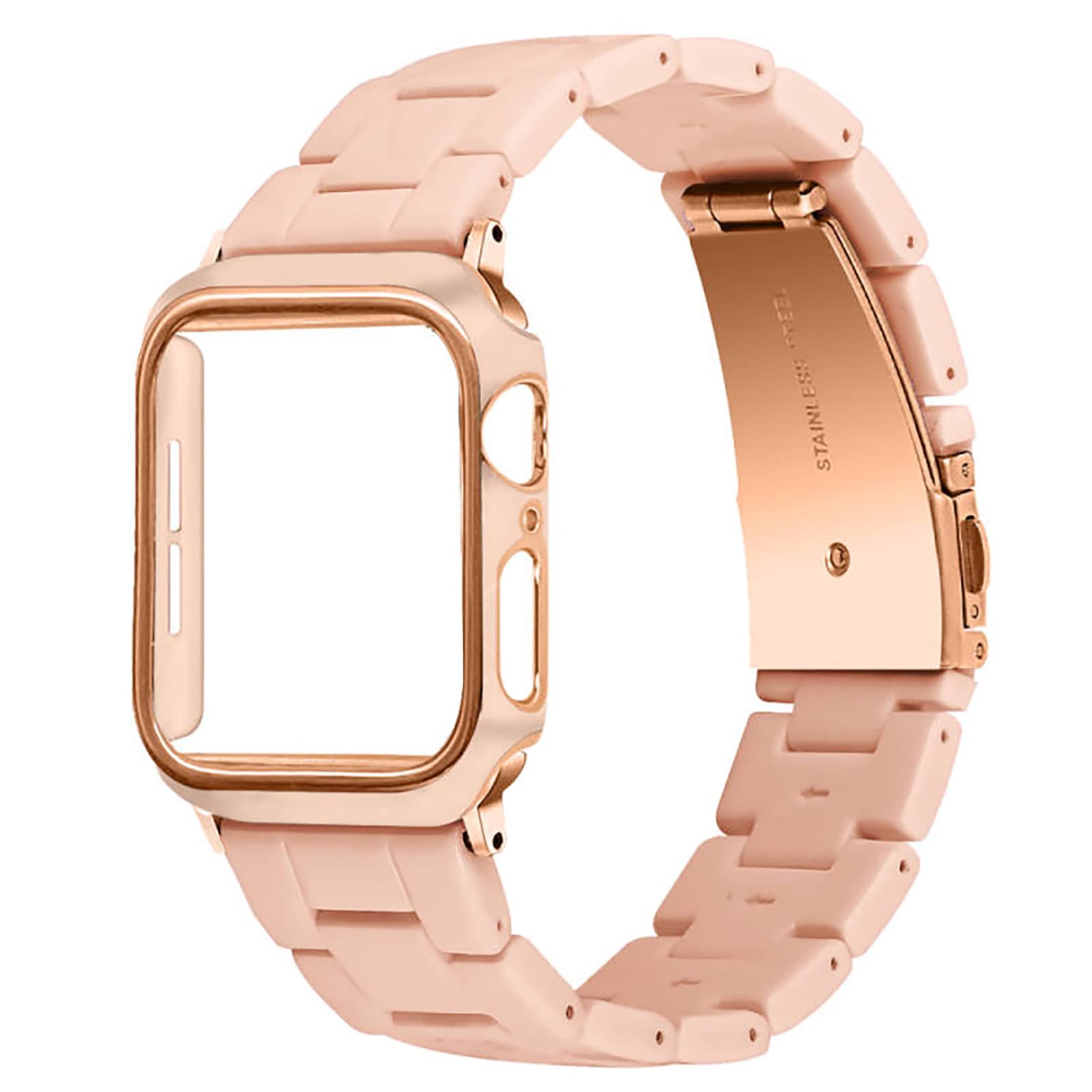  Apple Watch バンド 樹脂バンド 保護ケース付き コンパチブル iwatch 41mm 40mm 38mm 45mm 44mm 42mm 軽量 防水 一体型 アップルウォッチバンド シリーズ7/6/SE/5/4/3/2/1対応 Apple Watch ベルト樹脂素材
