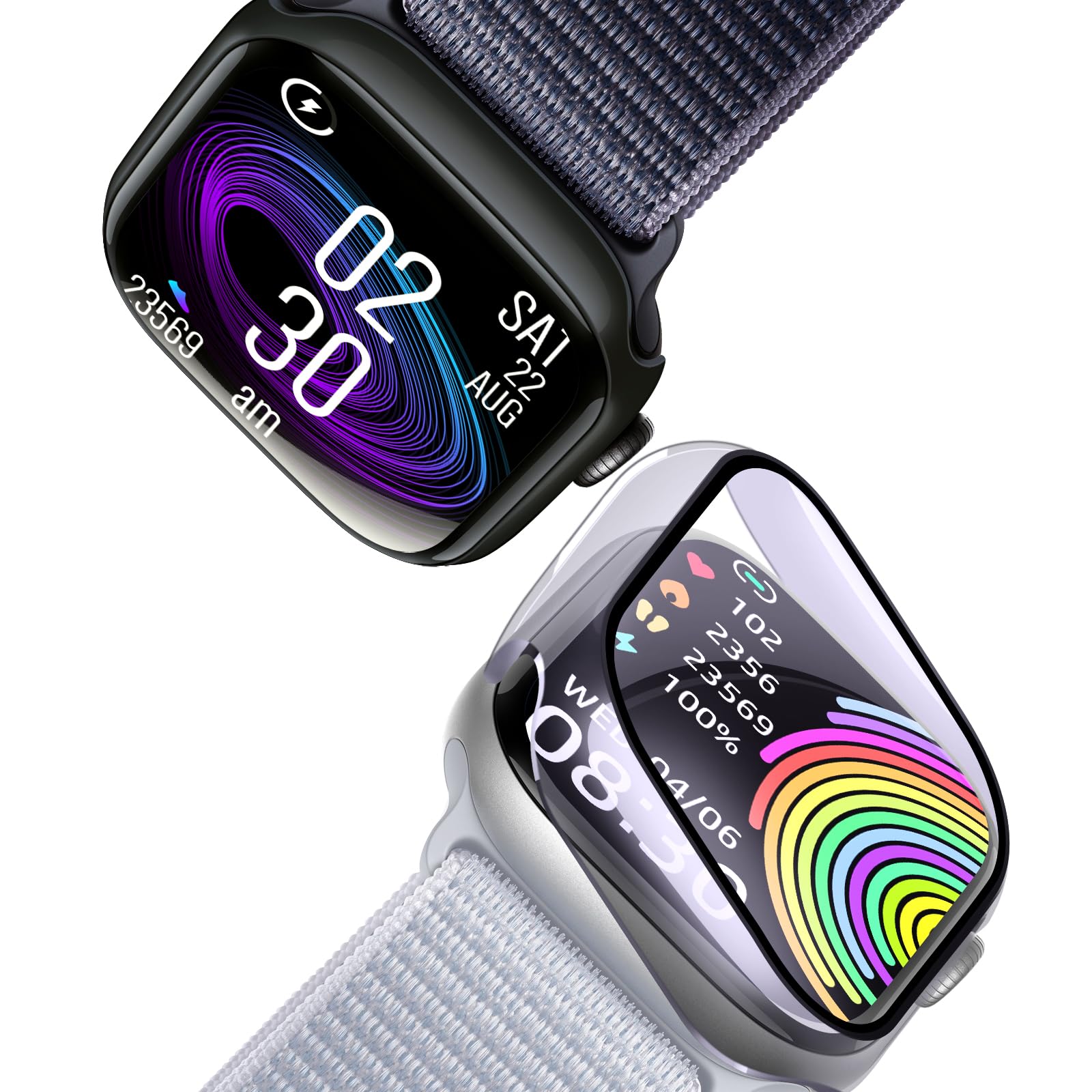 Rstxyz Apple Watch用 ケース 46mm アップルウォッチ 専用保護カバー PC+強化ガラス素材 一体型 新デザイン 高透過率 超薄型 保護ケース 防水 硬度9H 耐衝撃 全面