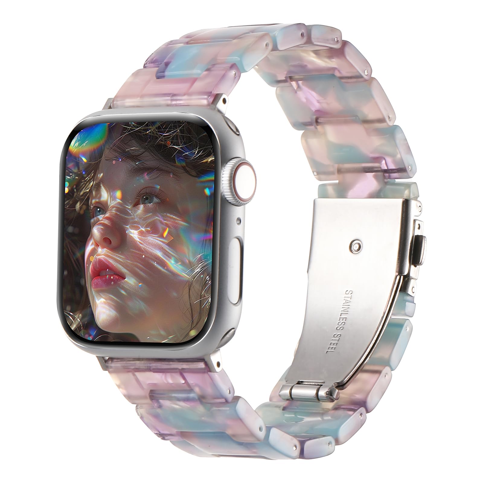  コンパチブル Apple Watch バンド レディース アップルウォッチ バンド 樹脂ベルト 軽量 iwatch 41mm 40mm 38mm 46mm 49mm 45mm 44mm 42mm 防水 調整ツール付き あっふるウォッチバンドApple Watch Series 10