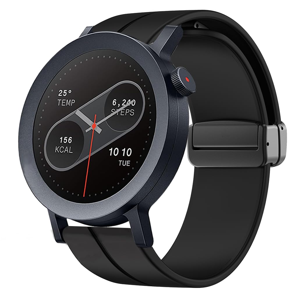 [Lamshaw] for CMF Watch Pro 2 スマートウォッチ バンド, スポーツ シリコン 磁石 交換バンド 長さ調節バンド 磁気ベルト交換 ストラップ CMF Watch Pro 2 1.32インチ スマートウォッチに適用 (ブラック)