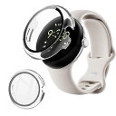 For Google Pixel Watch 3専用ガラス 41mm フイルム一体型ケース【YEZHU】全面保護ケース PCフレーム+ガラスフィルム一体型 脱着簡単 薄型 軽量 耐衝撃性 落下防止 (クリア)(2)