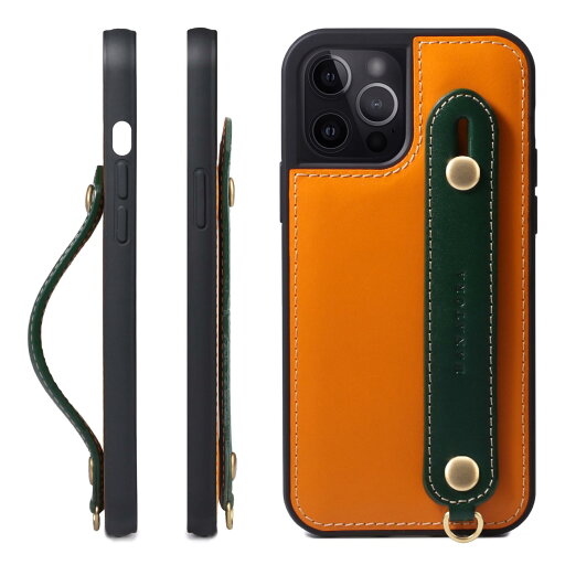 HANATORA iPhone15Pro ケース 本革 耐衝撃 背面ベルト ストラップリング スマホケース スマホ スタンド機能 コードホルダー ガラスフィルム 付き オイルドレザー ギフト オレンジ+グリーン GH-15Pro- HANATORA iPhone15Pro ケース 本革 耐衝撃 背面ベルト ストラップリング スマホケース スマホ スタンド機能 コードホルダー ガラスフィルム 付き オイルドレザー ギフト オレンジ+グリーン GH-15Pro-