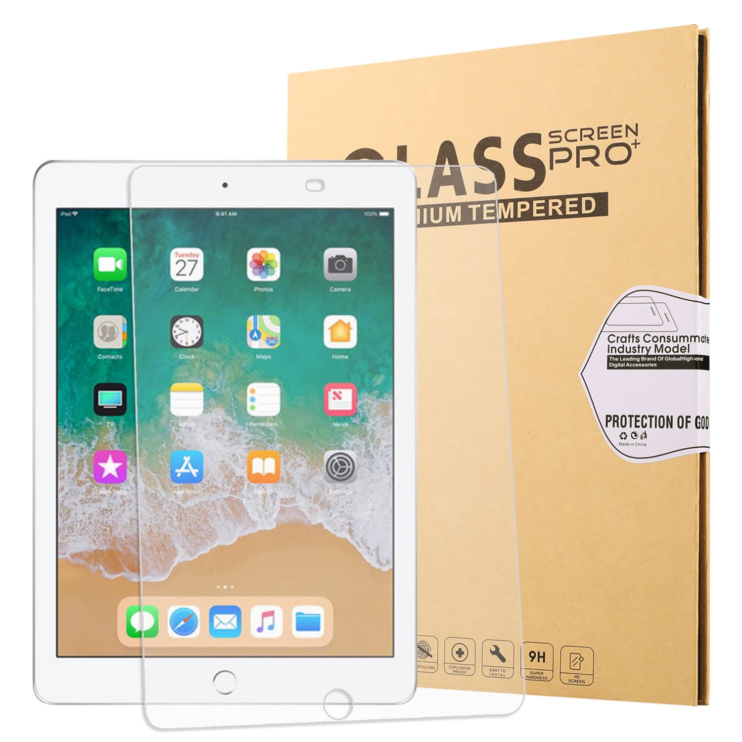 低反射 アンチグレア加工 iPad 強化ガラスフィルム 2018 2017 Pro9.7 Air2 Air 第9世代 第8世代 第7世代 マットタイプ 指紋防止 アイパッド エア プロ ミニ さらさら 国産AGC旭硝子素材使用 アンチグレ