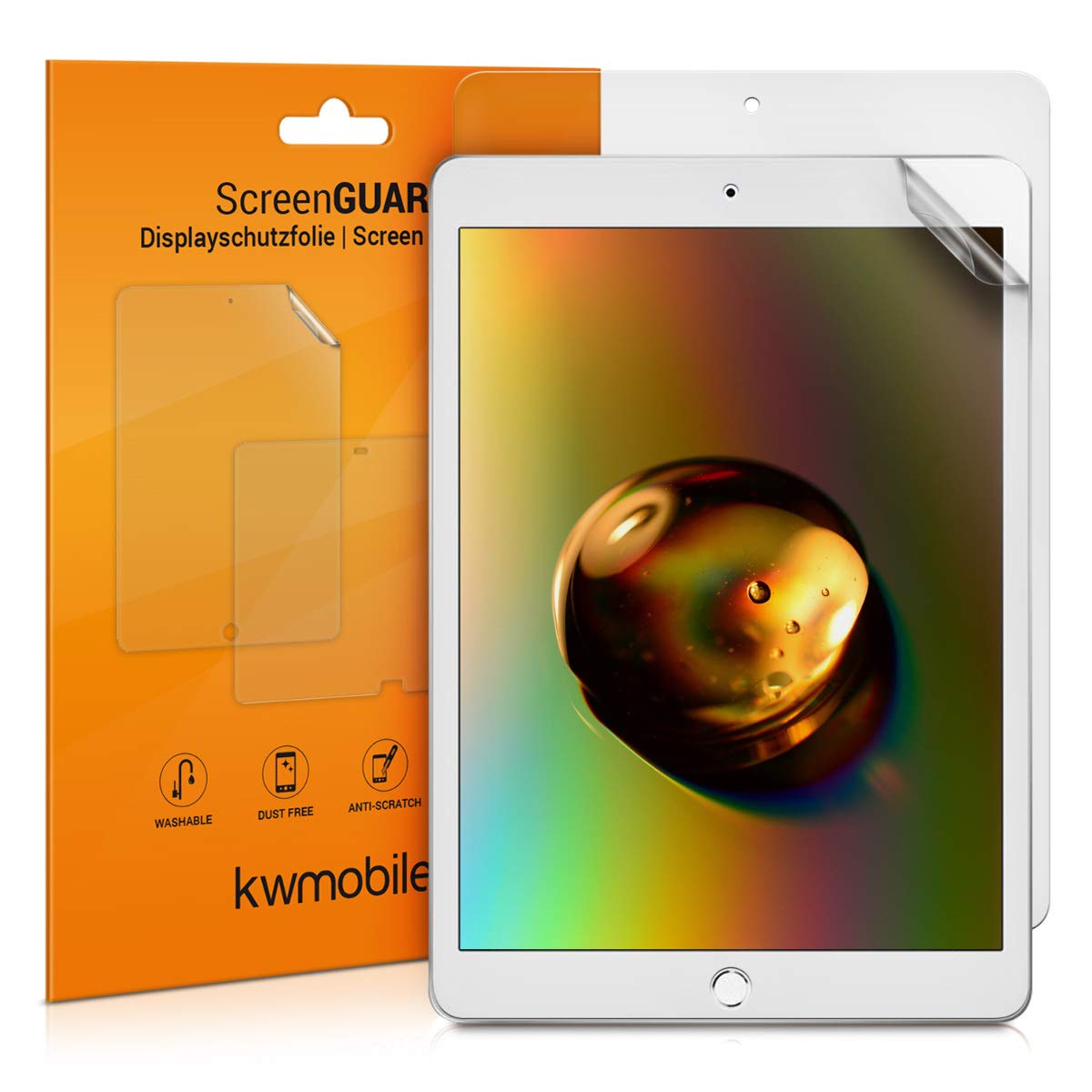kwmobile 2x Apple iPad 10.2 (2019/2020/2021-7./8./9. Gen)対応 フィルム - フル スクリーン タブレット 保護フィルム 光沢 対応