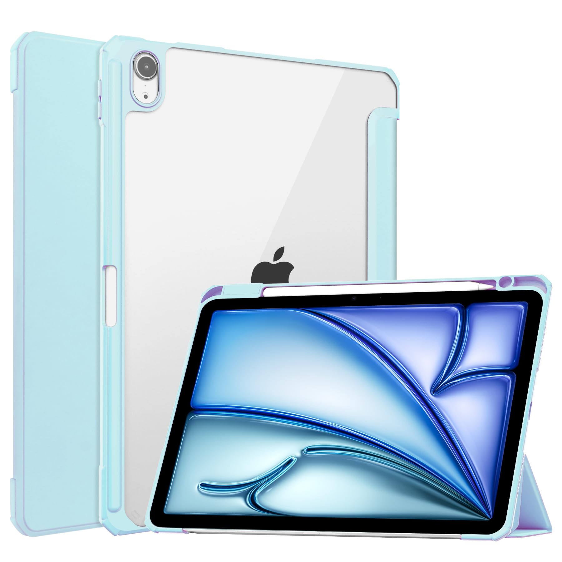樂天商城 - iPad Pro 13インチ ケース 2024 iPad Pro 13 2024 ケース ペンホルダー付き【Trocent】iPad Pro 13 2024 カバー 透明バック iPad Pro 13インチ 2024 タブレットケース Apple Pencil 収納 三つ折 スタンド機能 手帳型