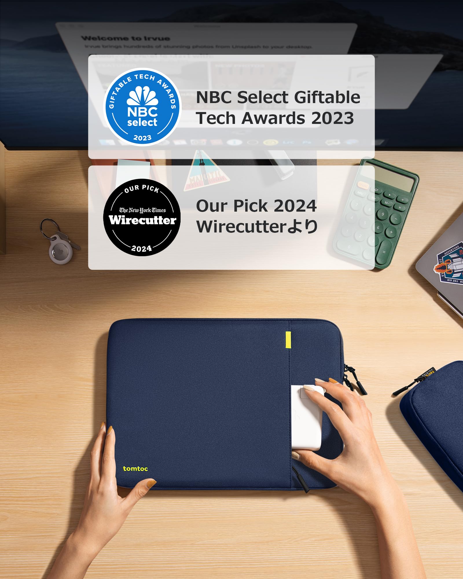 tomtoc 360°耐衝撃 パソコンケース 13インチ MacBook Air M3/M2/M1 2024-2018/13型 MacBook Pro M2/M1 2022-2016/13インチ iPad Pro M4/iPad Air M2 2024対応 保護 スリーブ ノートPCインナーバッグ ガジェットポーチ ネイビ tmb-store-10766476 T.M.Bストア サンプル画像2