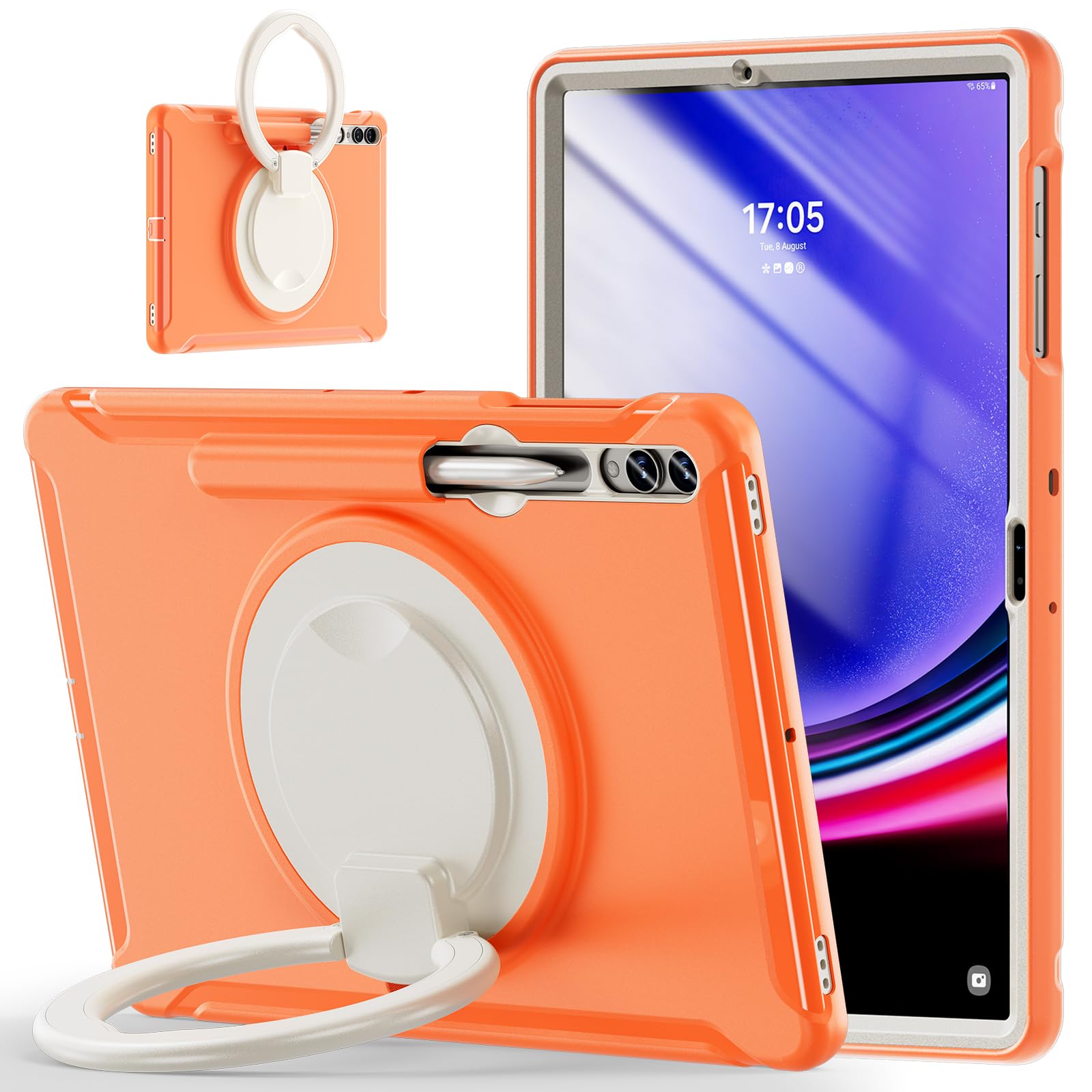 360度回転 スタンド Galaxy Tab S9 FE+ / Tab S9+ / Tab S8+ 12.4インチ ケース 衝撃吸収 頑丈 持ち手付き ハンドル付 Android タブレット ギャラクシー Tab S9 FE Plus / S9 Plus / S8 Plus / S7+ / S7 FE カバー 落下防止のサムネイル