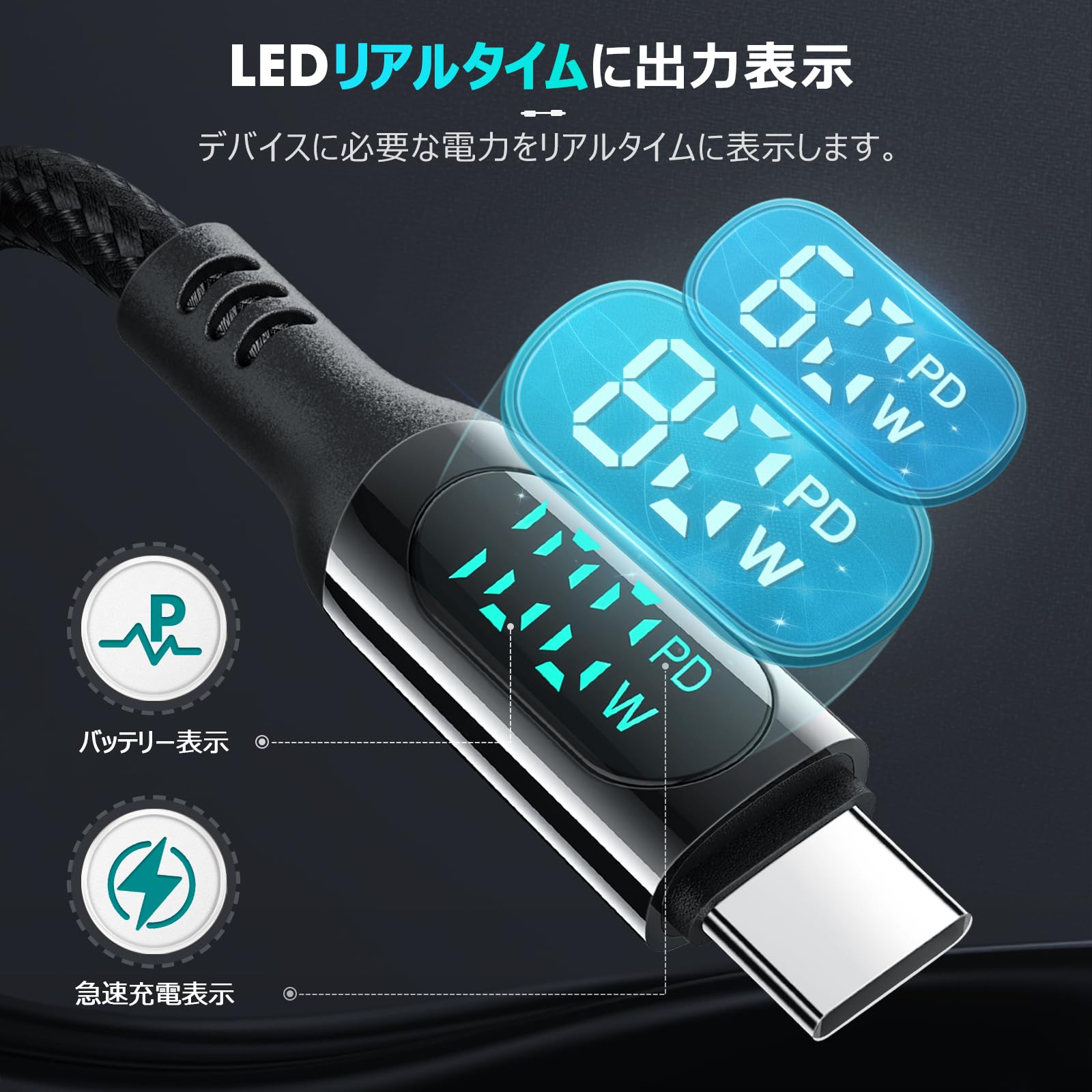 MINSLIS DC01 USB Type C ケーブル 100W/5A PD対応【2本セット】Type-C to Type-C 急速充電 出力スクリーン表示 ナイロン編み タイプc 充電ケーブル iPhone 16/15/15 Pro/15 Plus/15 Pro Max, MacBook Air/Pro 13'', iPad Mini 6/Pr