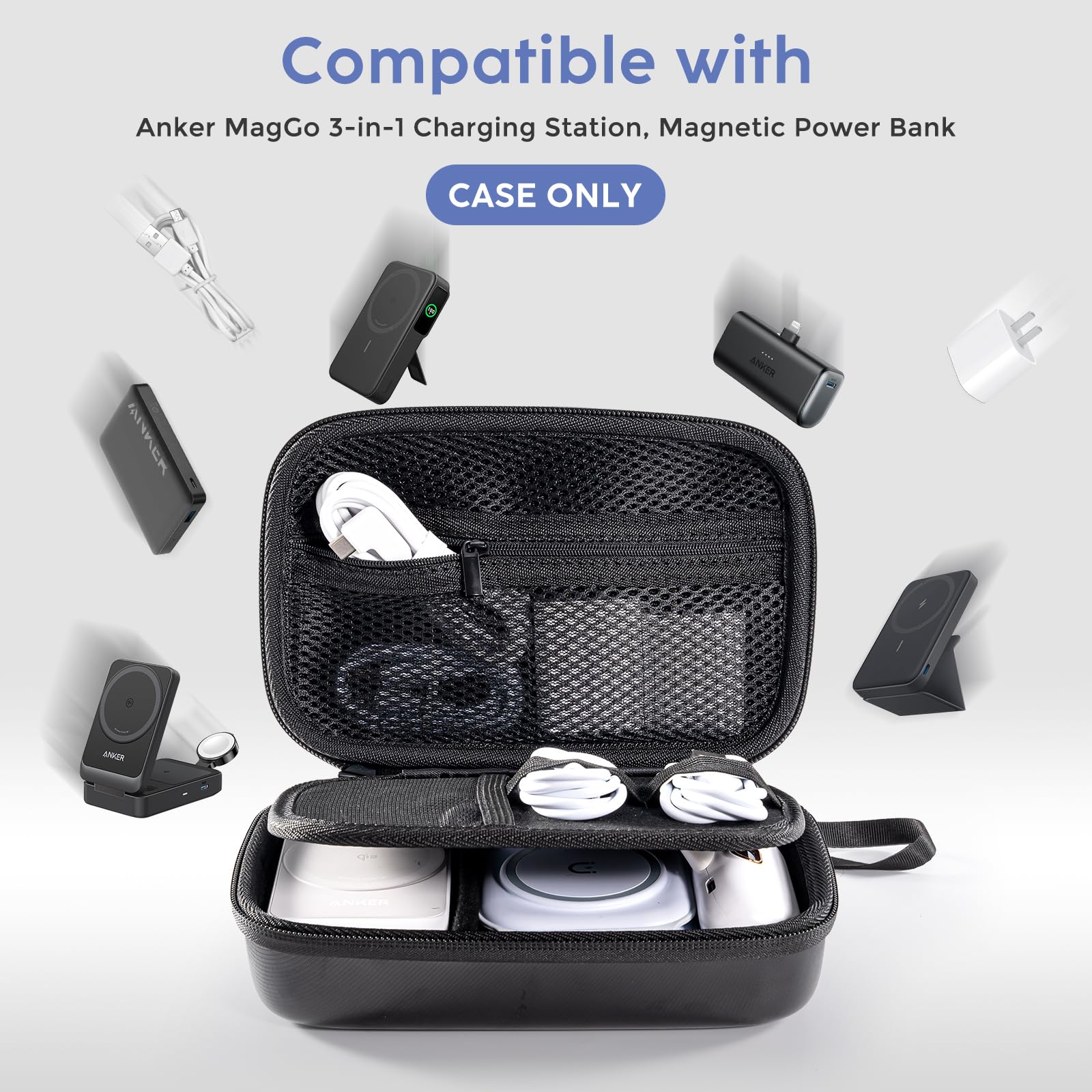 ProCase ガジェットポーチ、防水性のあるEVA材、大容量、3層仕組み MacBook アダプタ・ Magic Mouse 2・ USB Flash Disk・SD収納、スマホ・タブレット充電・ケーブルの小物入れ、PC周辺アクセサリーの整 tmb-store-10786794 T.M.Bストア サンプル画像2