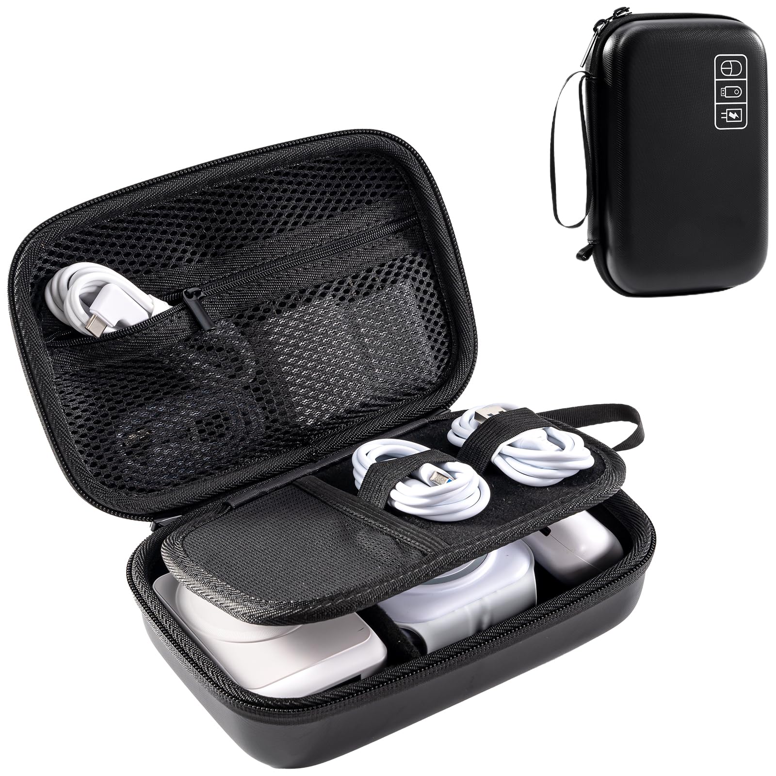 ProCase ガジェットポーチ、防水性のあるEVA材、大容量、3層仕組み MacBook アダプタ・ Magic Mouse 2・ USB Flash Disk・SD収納、スマホ・タブレット充電・ケーブルの小物入れ、PC周辺アクセサリーの整 tmb-store-10786795 T.M.Bストア パッケージ画像