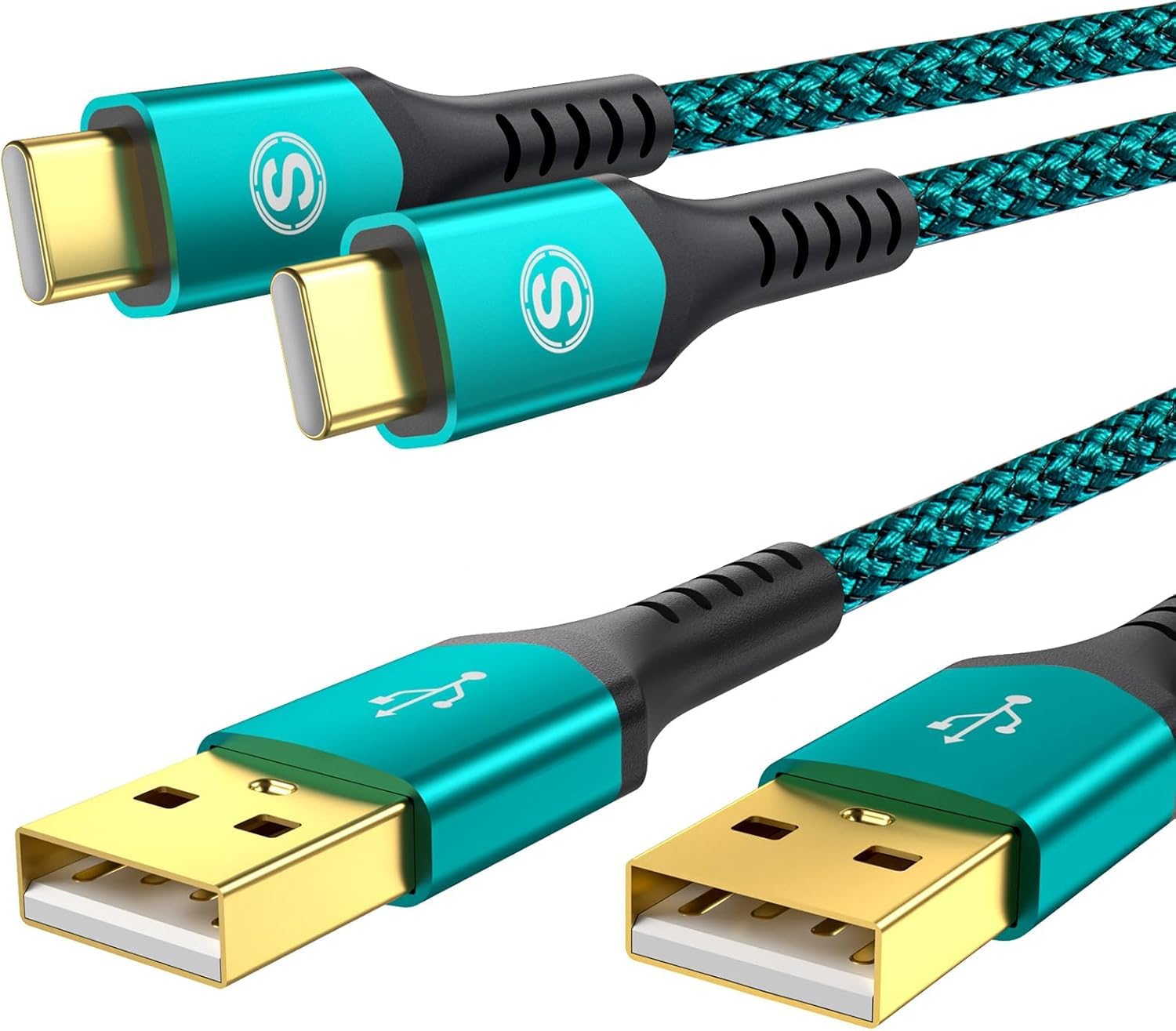 USB Type C ケーブル【2本セット0.3m+0.3m】Sweguard USB-C to USB-A 3.2A USB C ケーブル【QC3.0対応 急速充電】タイプc 充電ケーブル iPhone 15 Pro Max,iPhone 16,Samsung Galaxy S24/S23/S22/S21/S20,Sony,Huawei,Pixel,type c機器と