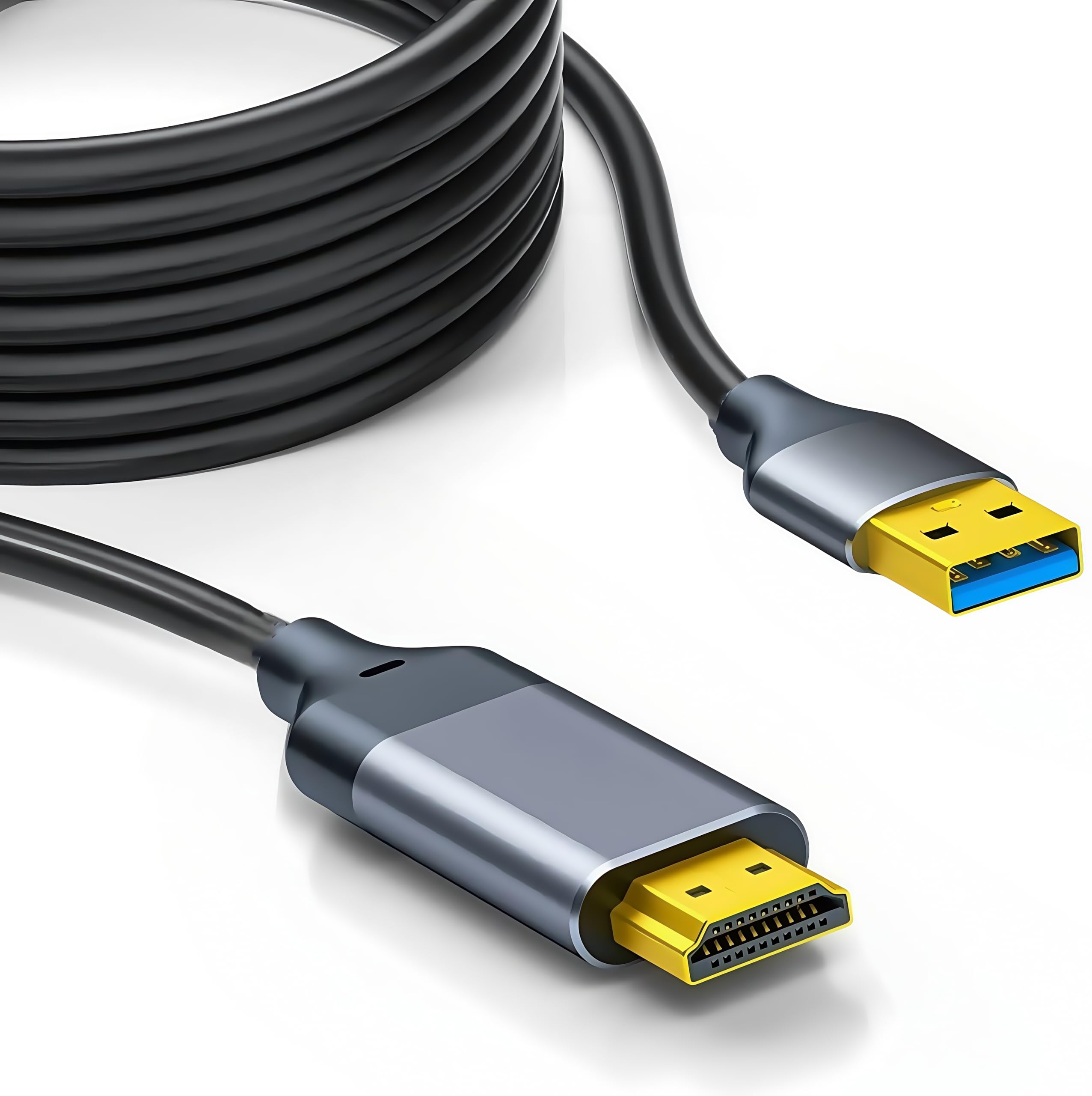USB HDMI 変換ケーブル 2M ドライバー内蔵 usbディスプレイケーブル 5Gbps高速伝送 USB 3.0 (オス) -> HDMI (オス) HD 1080Pディスプレイケーブル 音声同期出力 対応 Windows XP 7/8.1/10/11対応 安定出力 コンパ