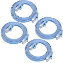 COOSEED フラットケーブル LANケーブル 8m UTP Cat6 ストレート 8m*4本 ブルー「1つパッケージ4本が含まれています」