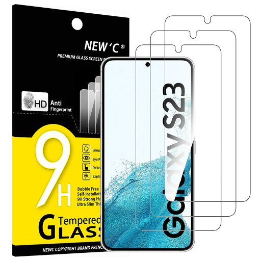 NEW'C 3枚 ガラスフィルム Samsung Galaxy S23 に対応 強化ガラス液晶保護フィルム 浮きなし、超耐久9H硬度、気泡なし NEW'C 3枚 ガラスフィルム Samsung Galaxy S23 に対応 強化ガラス液晶保護フィルム 浮きなし、超耐久9H硬度、気泡なし