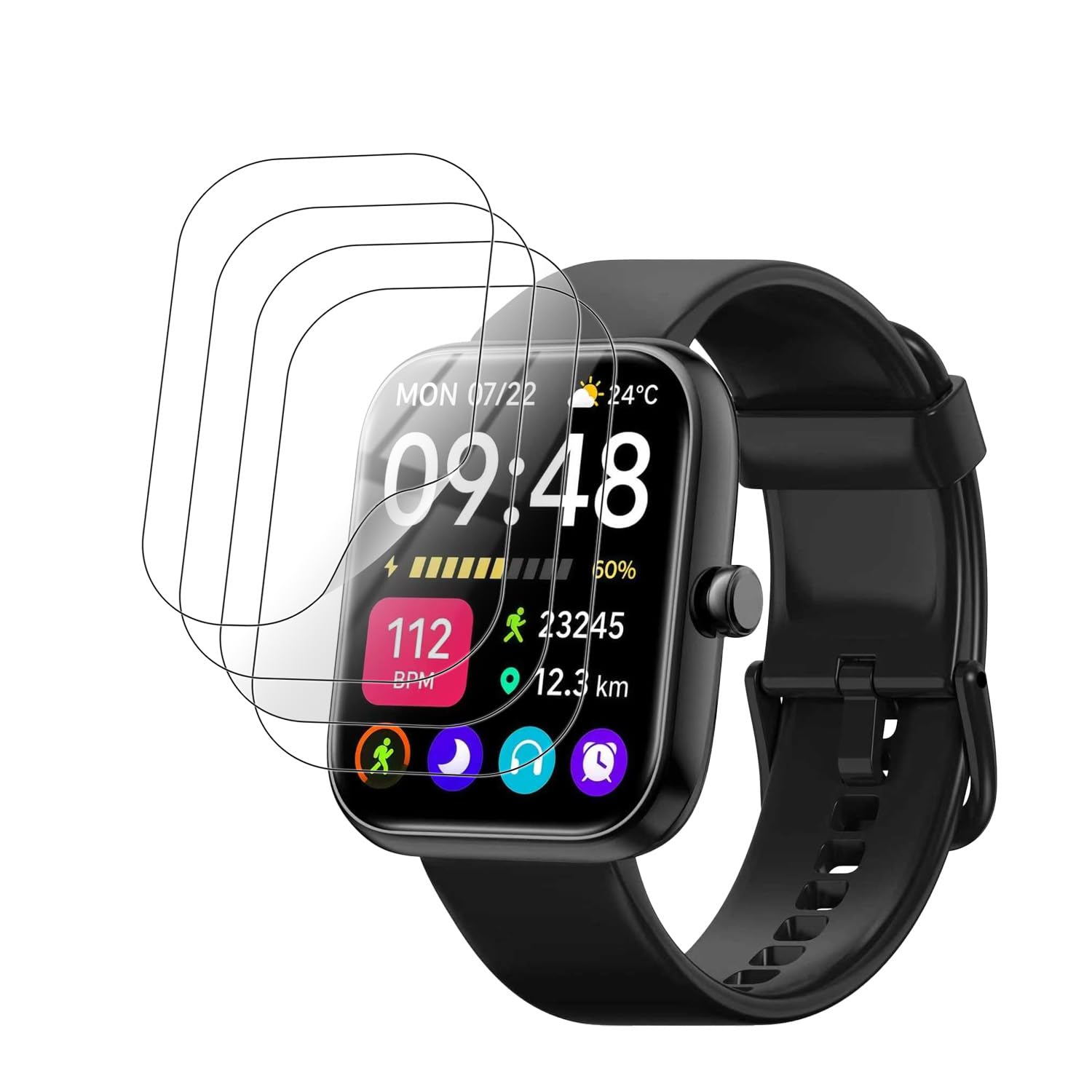  スマートウォッチ SAIKATI 1.83インチ 保護フィルム TPU製 全面保護 撥油性 指紋防止高感度 装着簡単 24時間内気泡自動消え 反射低減 高透過率 SAIKATI スマートウォッ