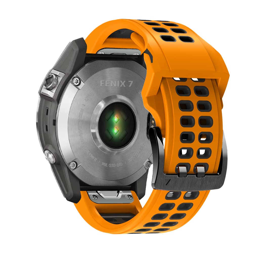  Garmin Tactix8 47mm/Garmin Descent G2/Garmin Fenix 8 47 mm/Approach S70 47mm/Fenix 7 Pro/Fenix 7 対応 バンド QuickFit 22mm 交換ベルト サイズ調節可能 シリコン製 弾力性 コンパチブル Garmin Fenix 6/6 Pro バンド （