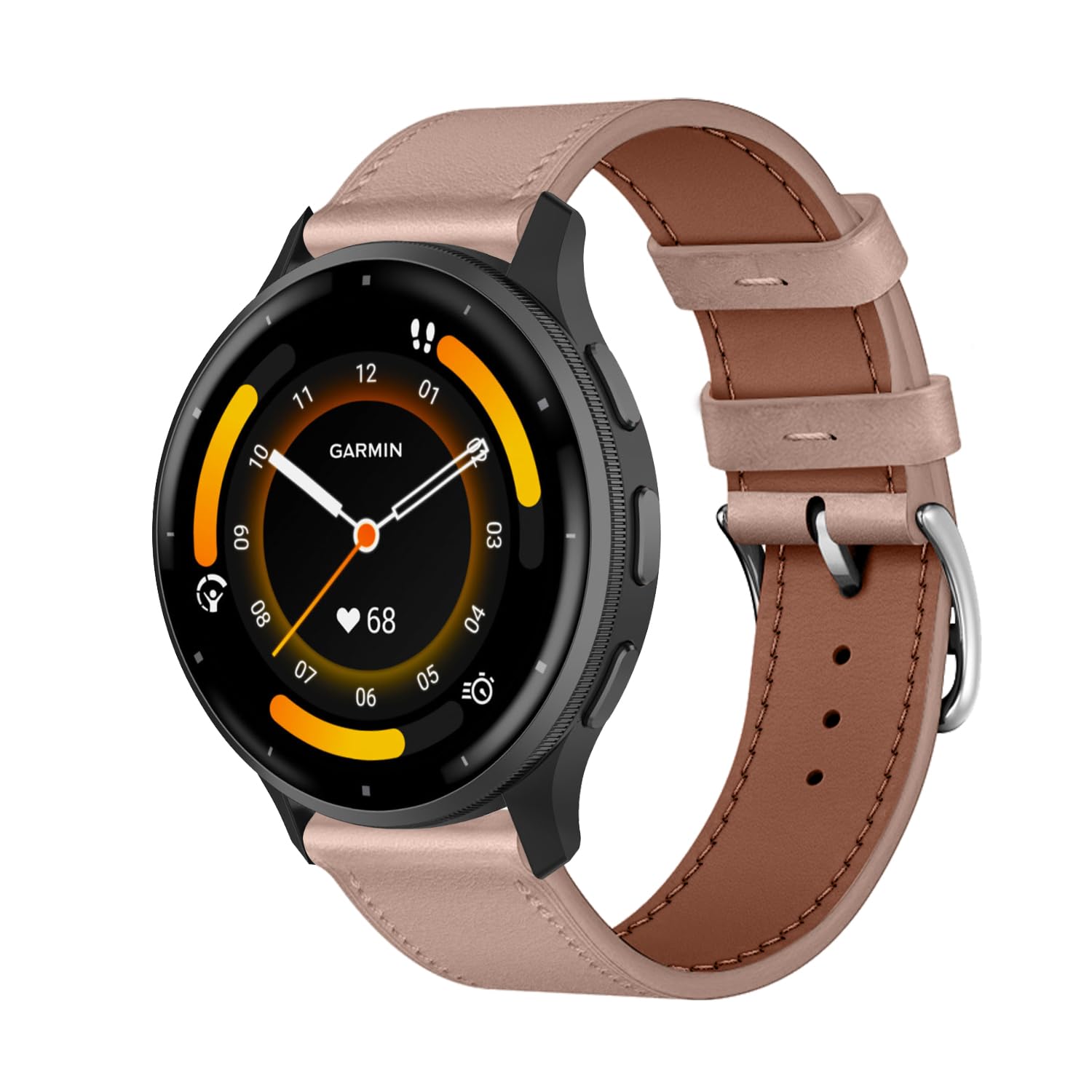 KeeFos 22MM レザーバンド Garmin Venu 3/Garmin Venu 2/Garmin vivoactive 4/Garmin Active 対応 交換バンド 換えバンド 交換ベルト 腕時計バンド ビジネス風 柔軟 男女通用 柔らかい Garmin Forerunner 265/Forerunner 255
