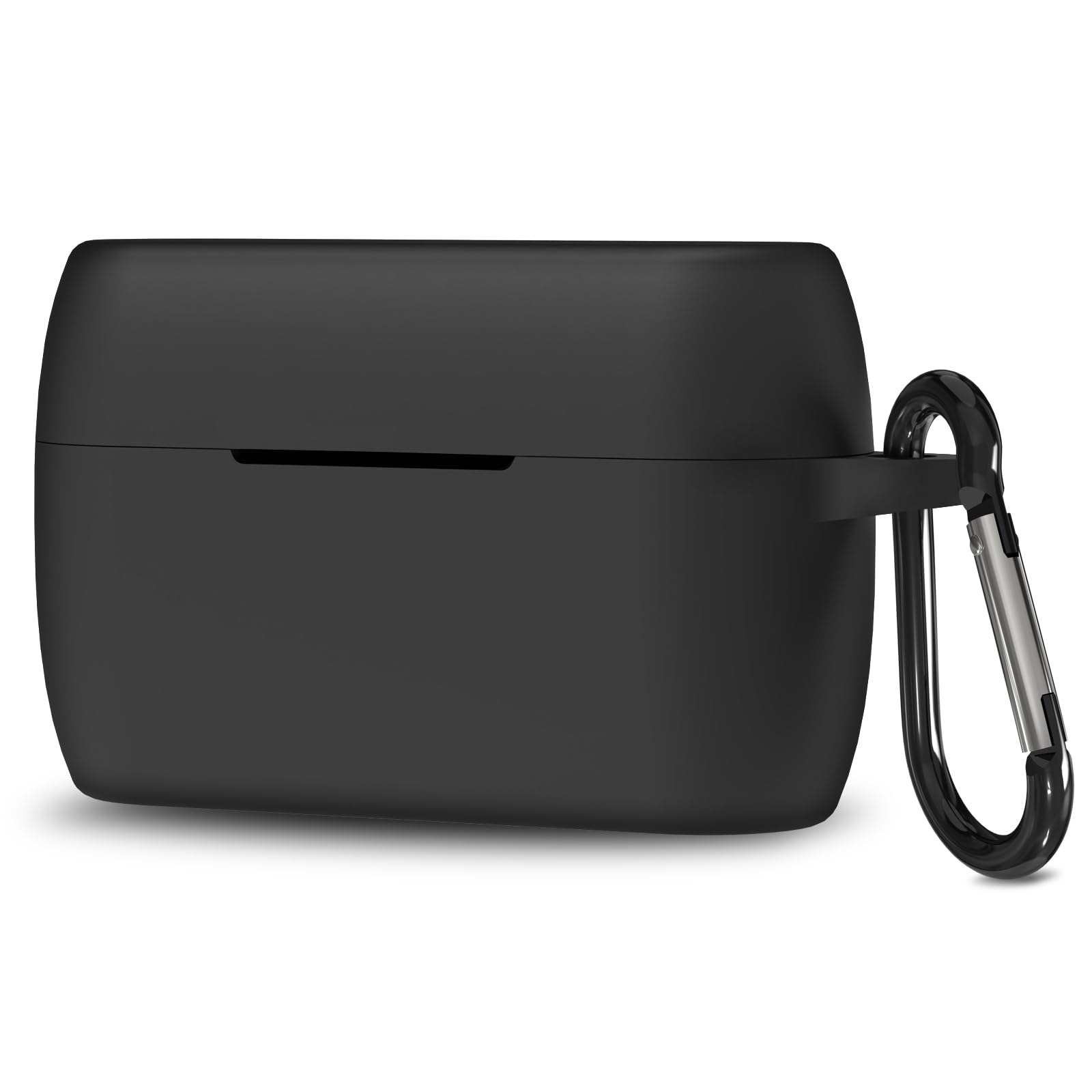 Geekria シリコン カバー 互換性 ジャブラ Jabra ELITE 4 Active 対応 True Wireless Earbuds ワイヤレスイヤホンケースカバー 外装カバー、キーホルダーフック付き、フロントLED可視 (黒)