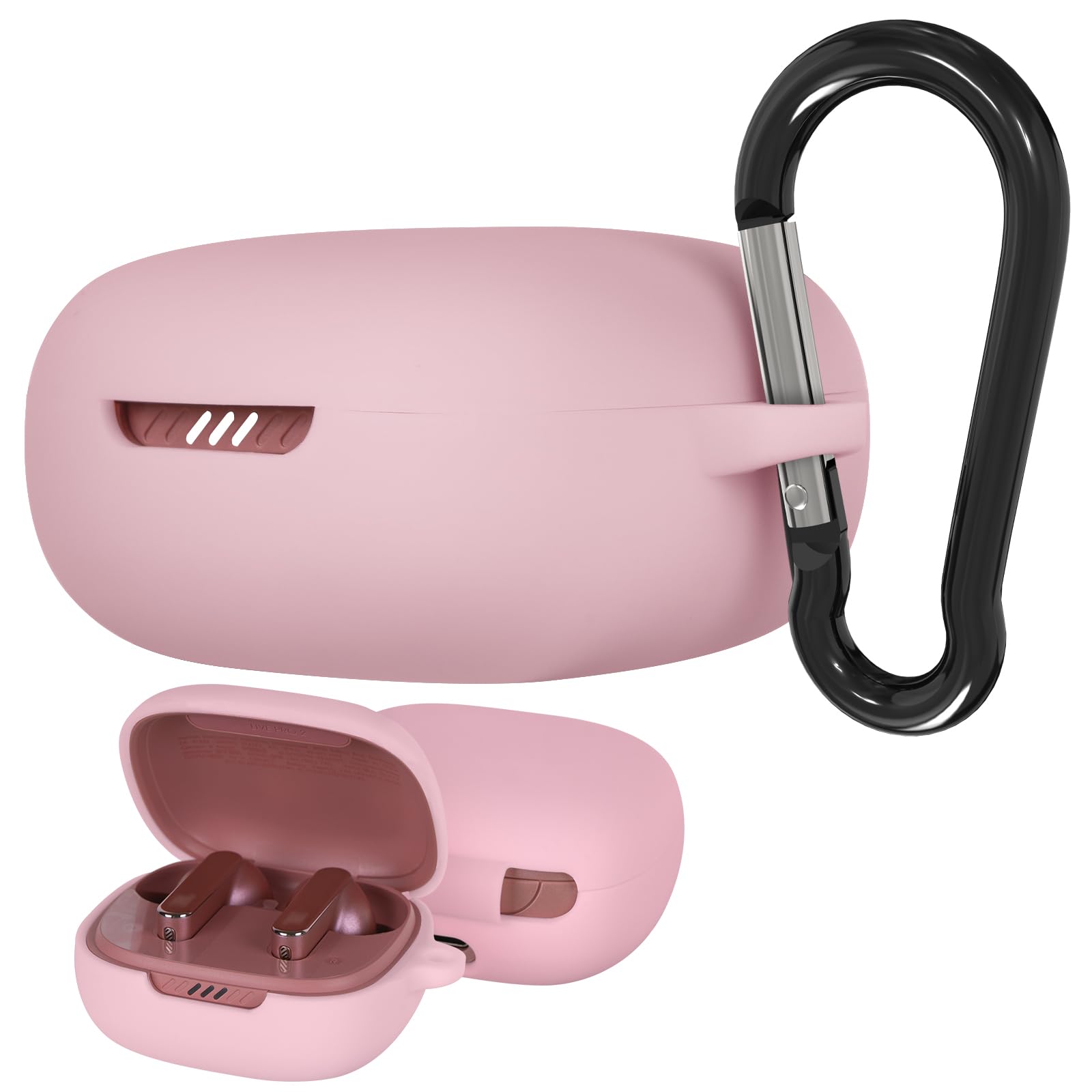 Geekria シリコン カバー 互換性 ジェイビーエル JBL Live Pro 2 TWS 対応 True Wireless Earbuds ワイヤレスイヤホンケースカバー 外装カバー キーホルダーフック付き、ケースポートアクセス可能