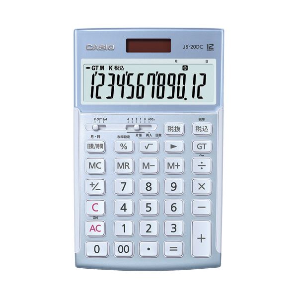 カシオ 本格実務電卓日数＆時間計算 12桁 ジャストタイプ ブルー JS-20DC-BU-N 1台