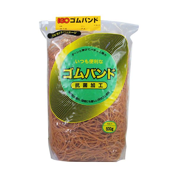 ■サイズ・色違い・関連商品■#18 白 1袋（500g)×5セット■#18 アメ色 1箱（SM 100g)×20セット■#18 アメ色 1袋（500g)×5セット■#18 アメ色 1袋（1kg)×5セット■#18 赤 1袋（500g)×5セット■#18 緑 1袋（500g)×5セット■#8 アメ色 1箱（SM 100g)×20セット■#10 アメ色 1箱（SM 100g)×20セット■#12 アメ色 1箱（SM 100g)×20セット■#14 アメ色 1箱（SM 100g)×20セット■#16 アメ色 1箱（SM 100g)×20セット■#16 アメ色 1袋（500g)×5セット[当ページ]■#16 アメ色 1袋（1kg)×5セット■#16 赤 1袋（500g)×5セット■#16 緑 1袋（500g)×5セット■商品内容【ご注意事項】この商品は下記内容×5セットでお届けします。●抗菌加工を施されたゴムバンド、#16・アメ色500gです。■商品スペックサイズ：#16色：アメ内容量：500g切り幅：1.1mm内径：38mm折径：60mm厚さ：1.1mmその他仕様：●本数:約3400本■送料・配送についての注意事項●本商品の出荷目安は【1 - 5営業日　※土日・祝除く】となります。●お取り寄せ商品のため、稀にご注文入れ違い等により欠品・遅延となる場合がございます。●本商品は仕入元より配送となるため、沖縄・離島への配送はできません。[ #16-A-M ]