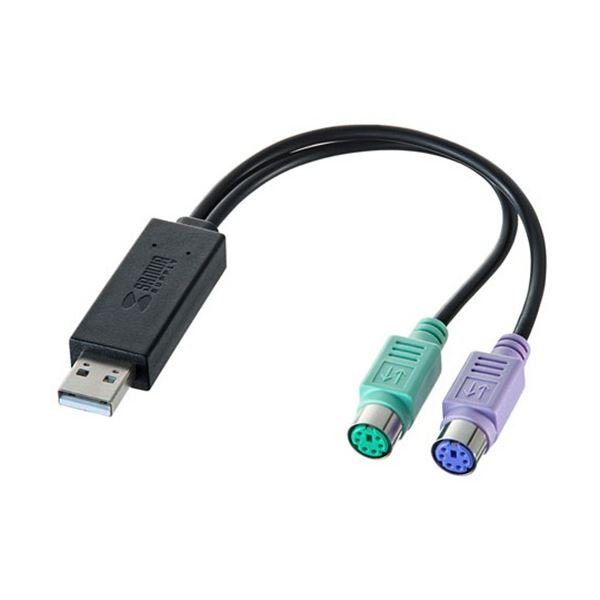 (まとめ) サンワサプライ USB-PS/2変換コンバータ USB(A)オス-ミニDIN6pinメス×2 USB-CVPS6 1本 【×5セ..