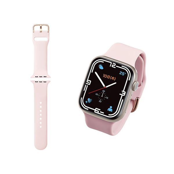 エレコム Apple Watch用シリコンバンド ニュアンスカラー(45/44/42mm) ピンク AW-45BDSCGPN