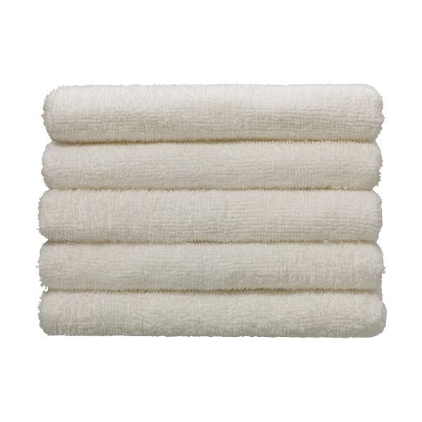 （まとめ）伊澤タオル 再生PET糸使用・環境に優しいタオル フェイスタオル ホワイト 1パック（5枚） 【×10セット】