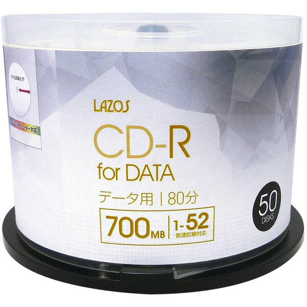 LAZOS CD-Rメディア52倍速50枚スピンドル L-CD50P