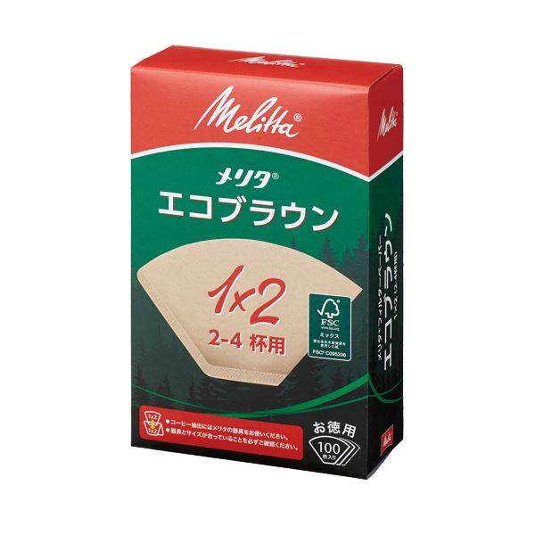 （まとめ）メリタ N エコブラウン 1×2G2～4杯用 PE-12GBN 1箱（100枚）【×20セット】